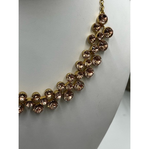 J. Crew‎ Peach Topaz Faceted Bezel Set Shimmering Rhinestone Collar Necklace - Picture 10 of 16